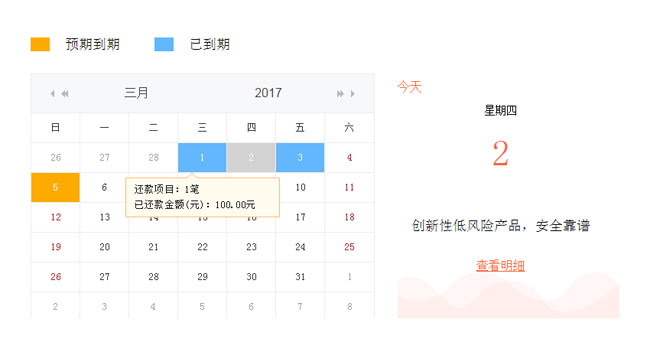 jQuery理財還款日歷到期提醒
