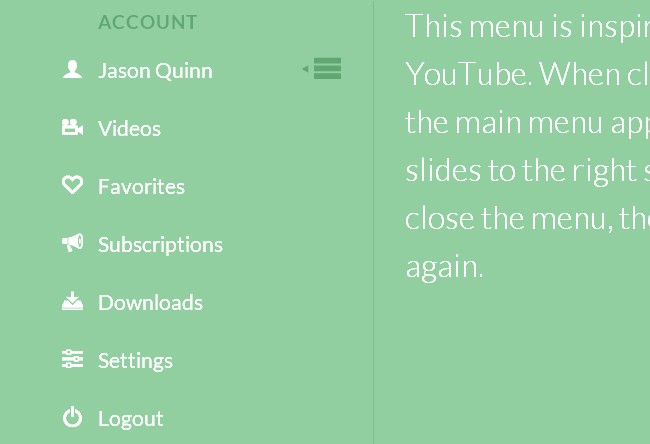 YouTube左側(cè)菜單效果