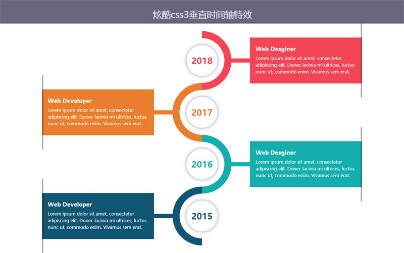 炫酷css3垂直時間軸特效