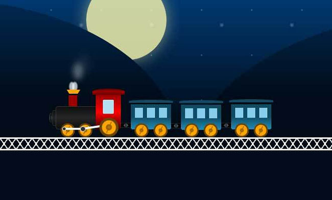 純CSS3鐵軌上列車動畫