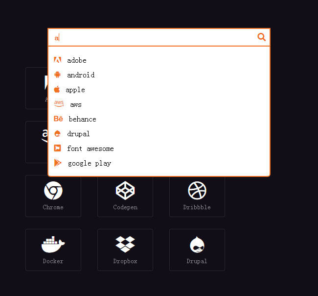 HTML5圖標(biāo)分類下拉搜索框