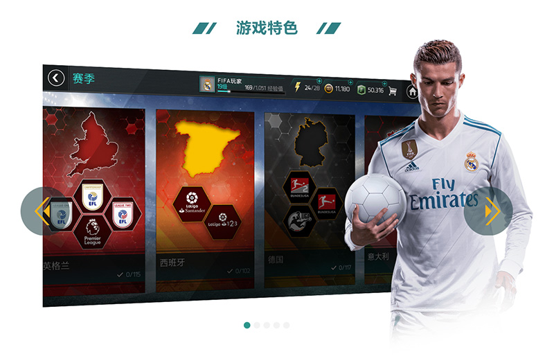 Swiper制作《FIFA足球世界》游戲特色幻燈片
