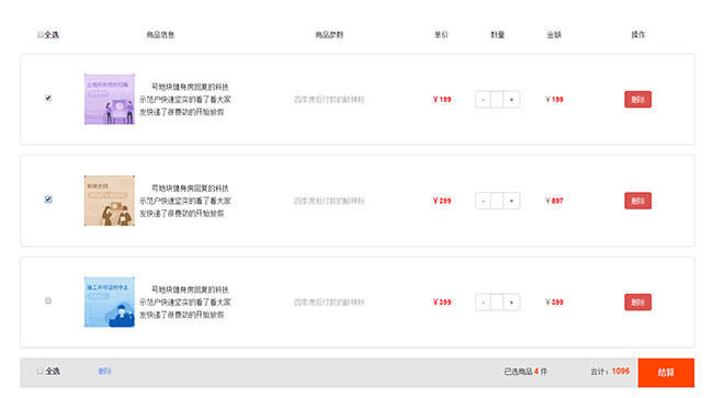 Bootstrap淘寶購物車結算