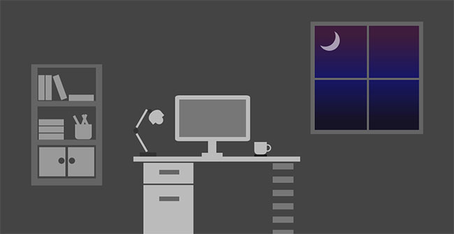 純CSS3繪制夜晚書房電腦桌