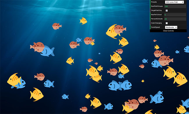 HTML5海底魚群動畫場景
