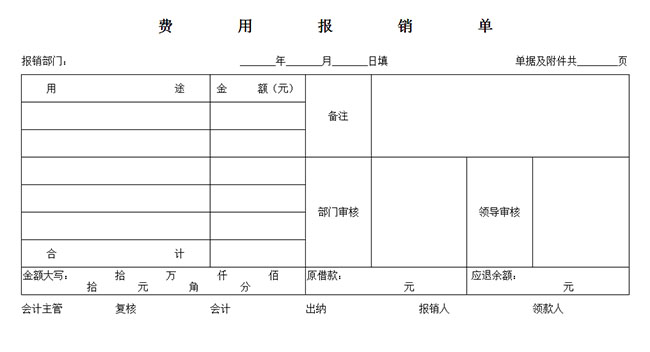 HTML費(fèi)用報(bào)銷單表格