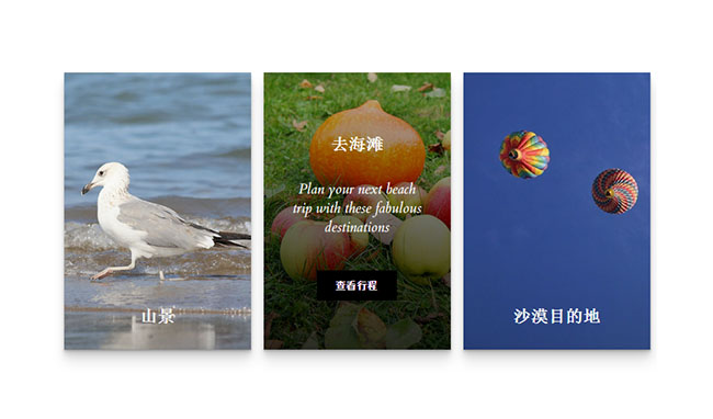 CSS3卡片懸停圖文遮罩顯示