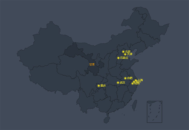 JS全國銷售城市標注地圖特效